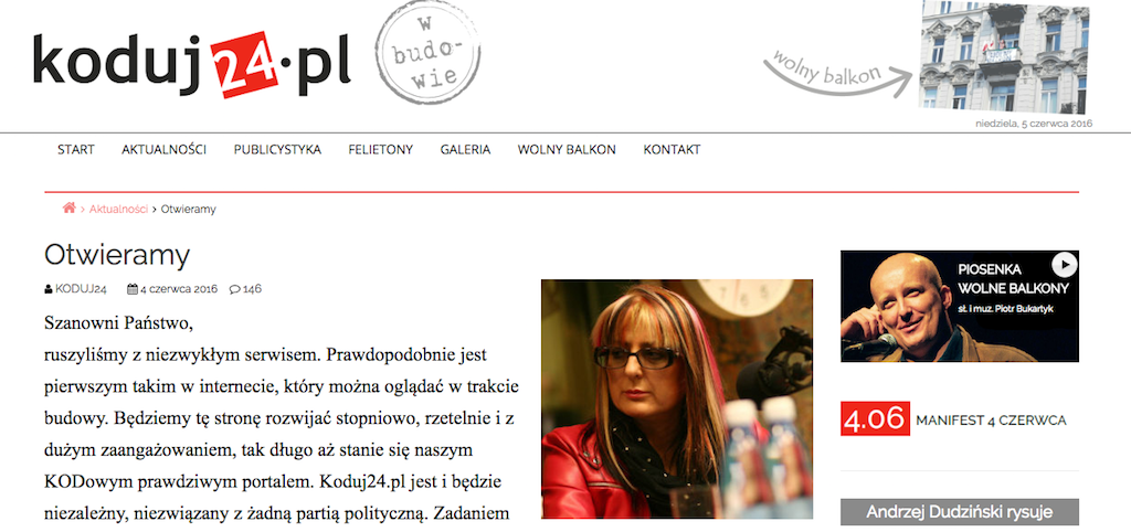 Koduj24.pl – nowy portal KOD tworzony przez Magdę Jethon
